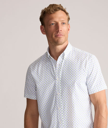 UNTUCKit Performance Short-Sleeve Van Meter Shirt Green Shell Print