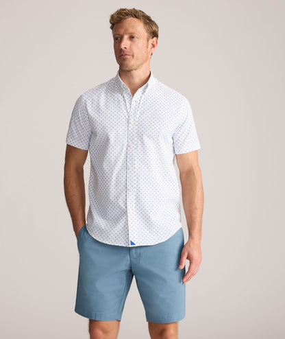 UNTUCKit Performance Short-Sleeve Van Meter Shirt Green Shell Print