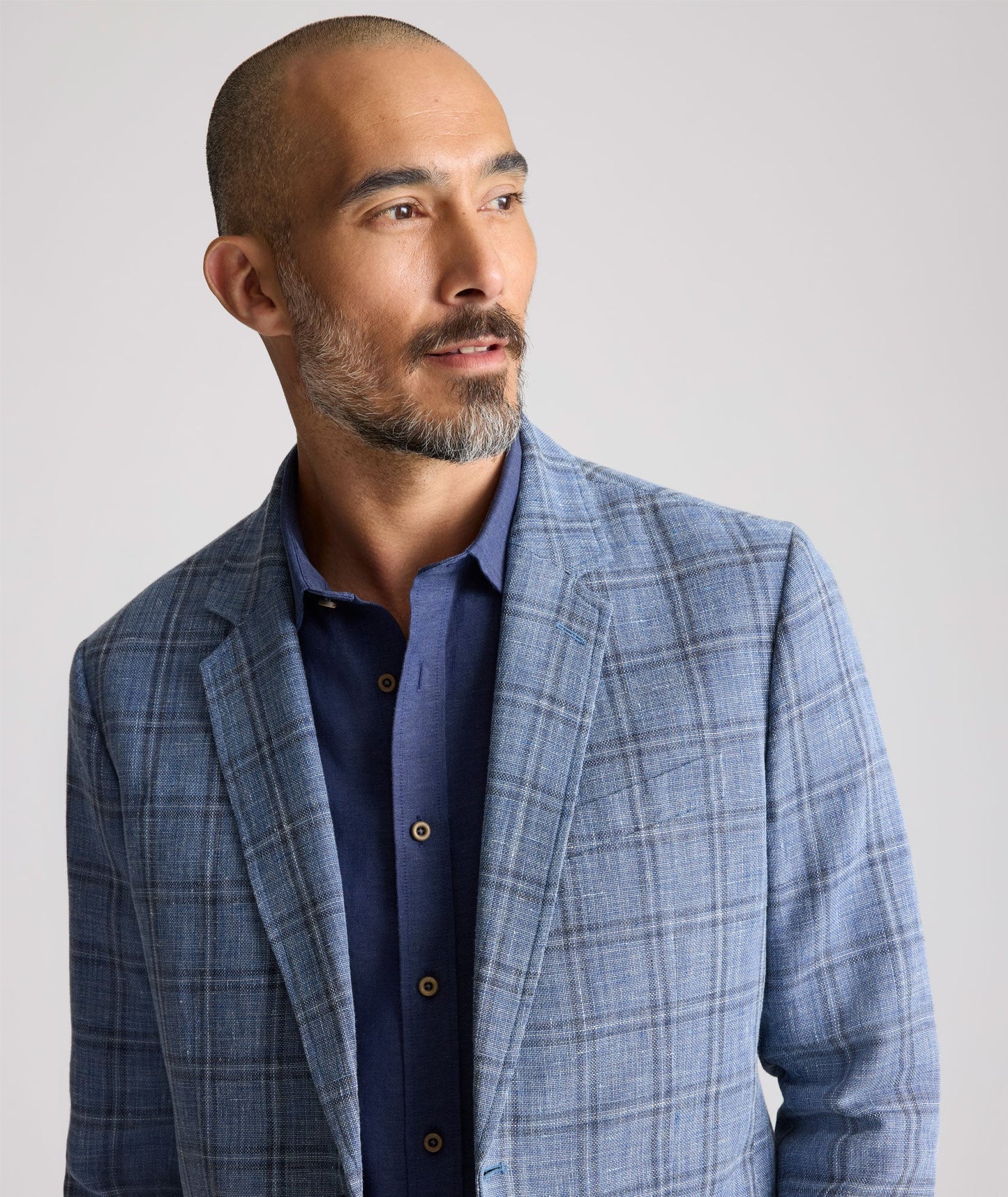 UNTUCKit Linen-Cotton Birkenhall Sport Coat Blue Windowpane
