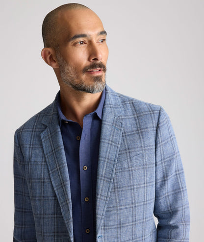 UNTUCKit Linen-Cotton Birkenhall Sport Coat Blue Windowpane