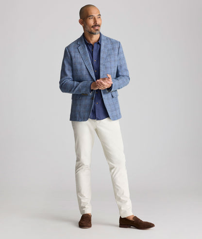 UNTUCKit Linen-Cotton Birkenhall Sport Coat Blue Windowpane