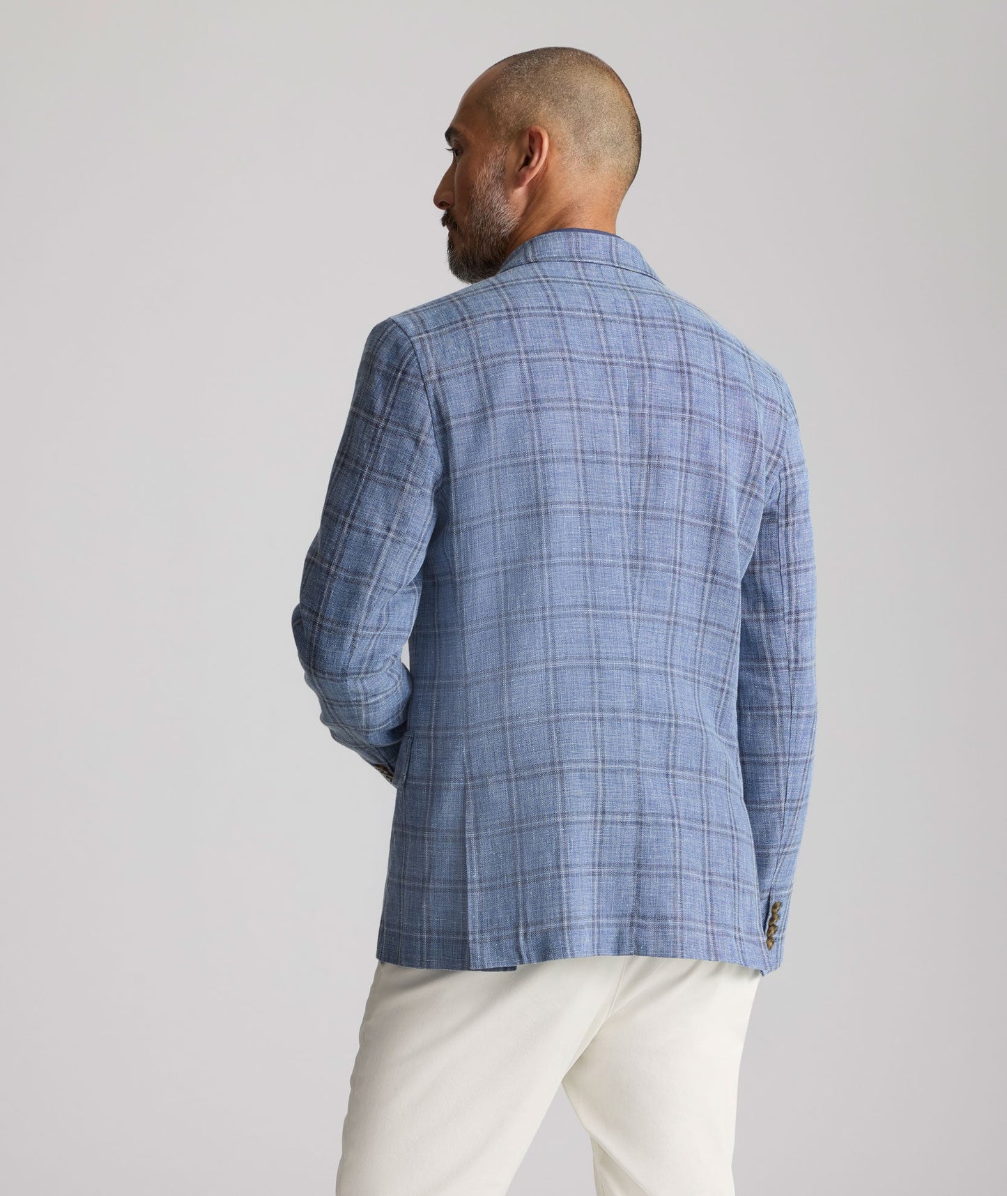 UNTUCKit Linen-Cotton Birkenhall Sport Coat Blue Windowpane