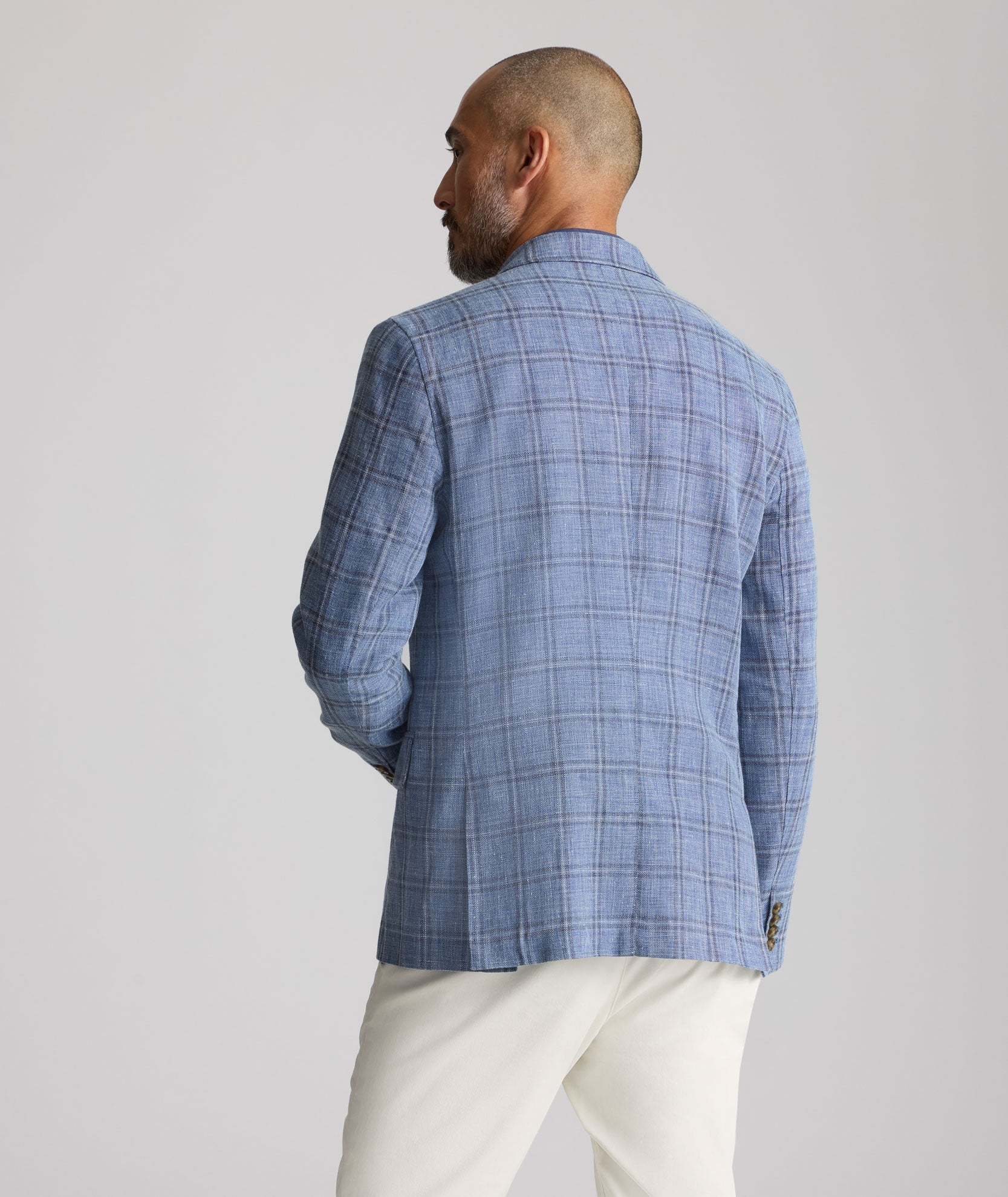 UNTUCKit Linen-Cotton Birkenhall Sport Coat Blue Windowpane