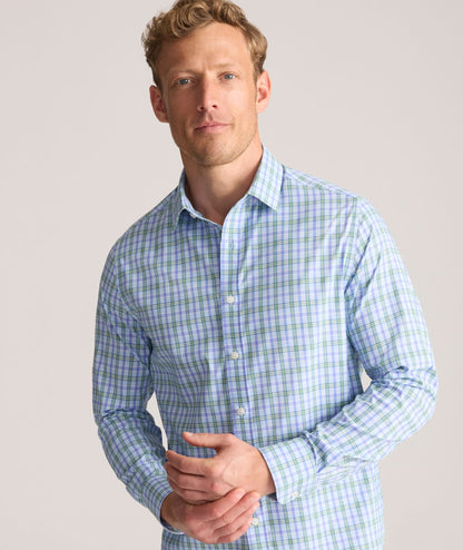 UNTUCKit Performance Whitman Shirt Blue & Green Plaid