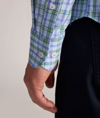 UNTUCKit Performance Whitman Shirt Blue & Green Plaid