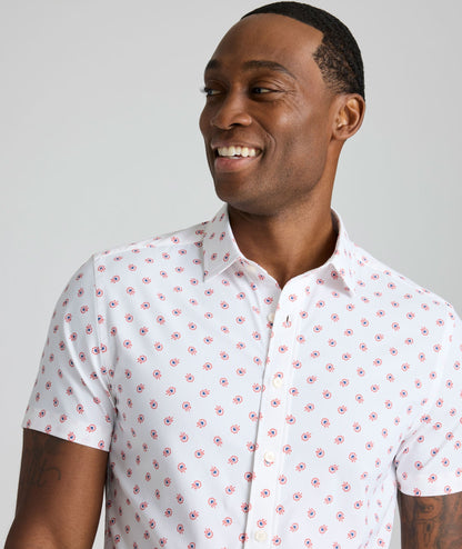 UNTUCKit Performance Short-Sleeve Truesdale Shirt White Floral Print
