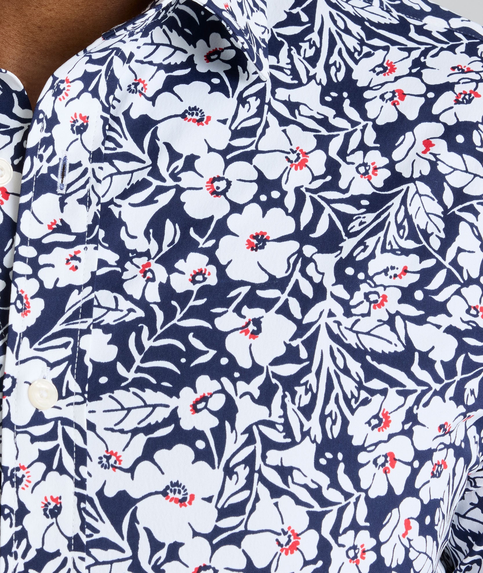 UNTUCKit Performance Short-Sleeve Connor Shirt Navy & White Floral Print