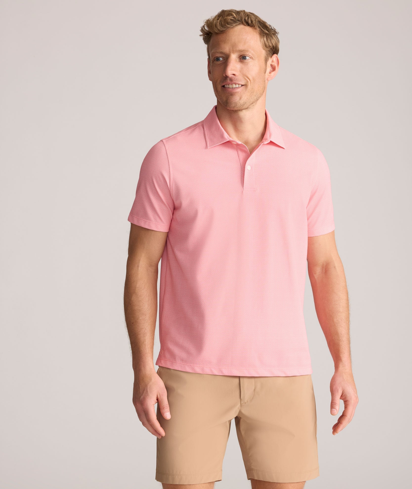 UNTUCKit Printed CottonTek™ Polo Pink Triangle Print