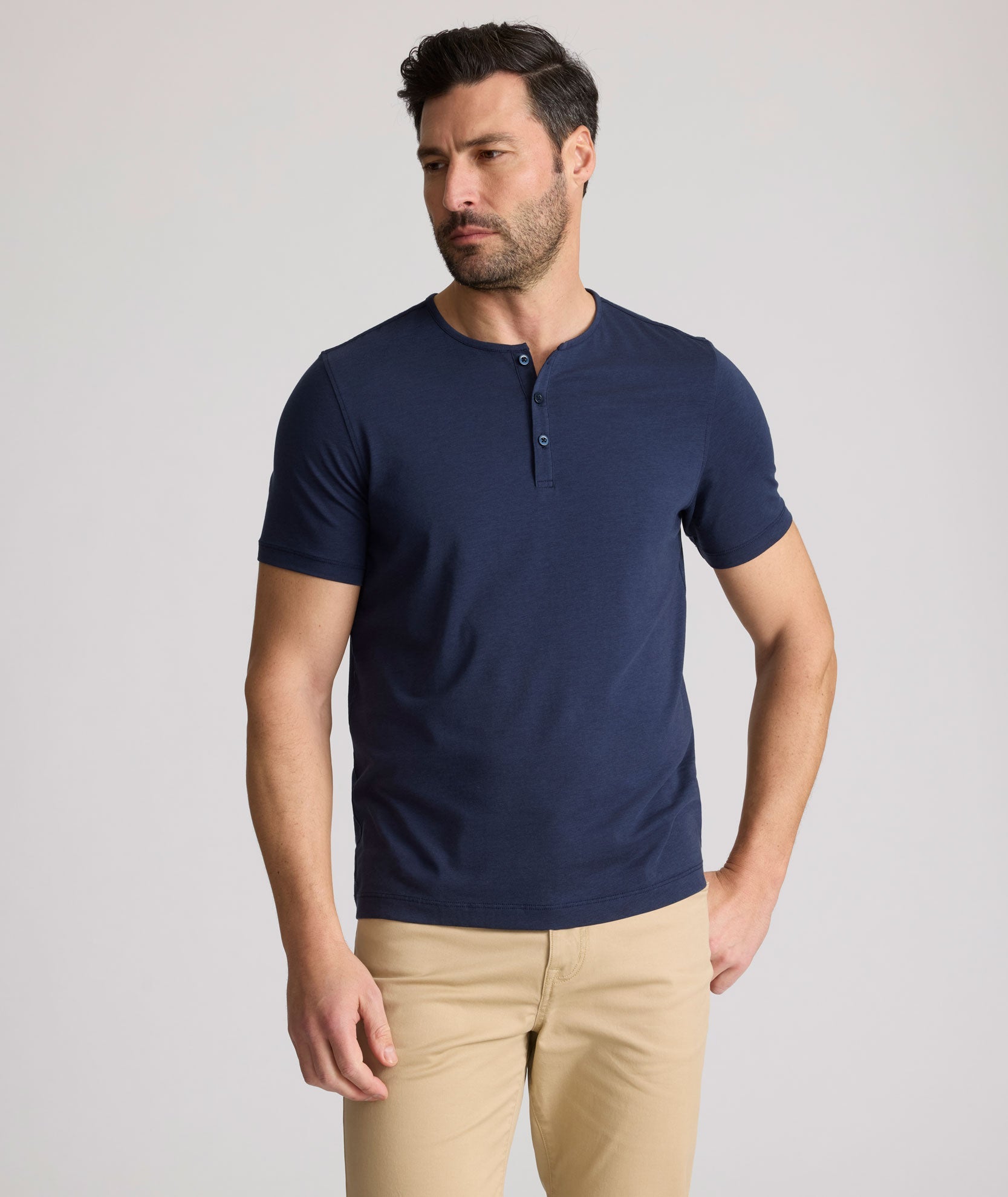 UNTUCKit EcoSoft™ Short-Sleeve Henley Navy