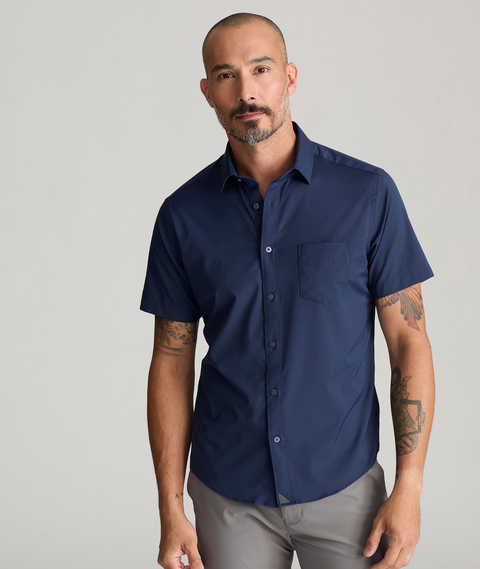 UNTUCKit Performance Short-Sleeve Gironde Shirt Navy