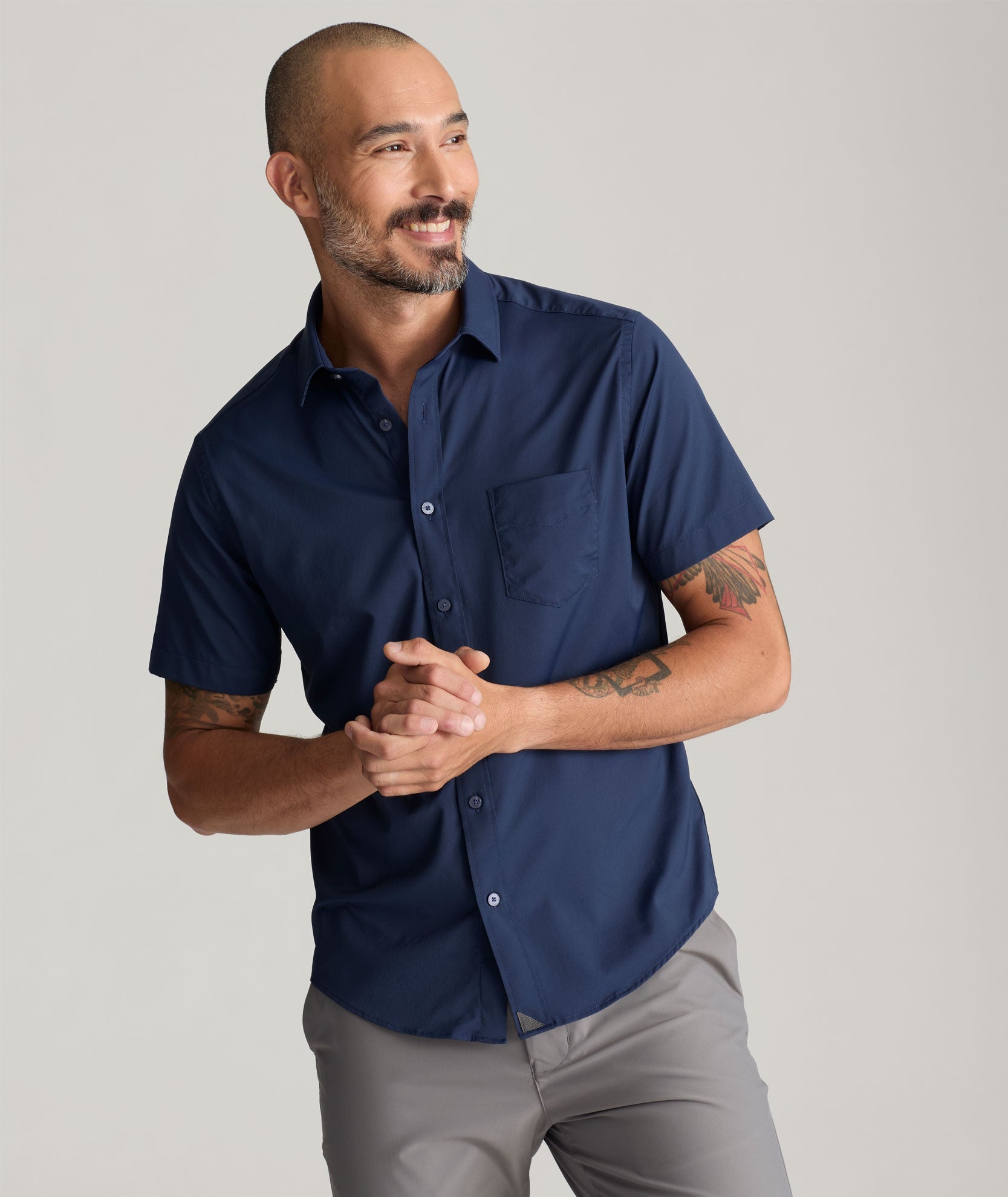 UNTUCKit Performance Short-Sleeve Gironde Shirt Navy