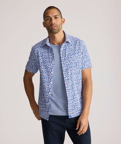 UNTUCKit Performance Short-Sleeve Kincaid Shirt Blue Floral Print | Kincaid