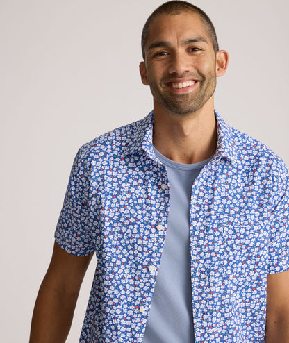 UNTUCKit Performance Short-Sleeve Kincaid Shirt Blue Floral Print | Kincaid