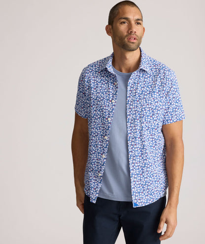 UNTUCKit Performance Short-Sleeve Kincaid Shirt Blue Floral Print | Kincaid