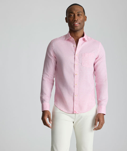UNTUCKit Wrinkle-Resistant Linen Wildehart Shirt Pink