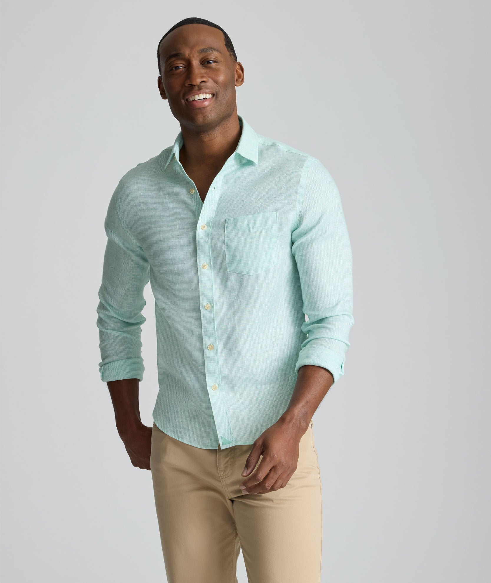 UNTUCKit Wrinkle-Resistant Linen Wildehart Shirt Green