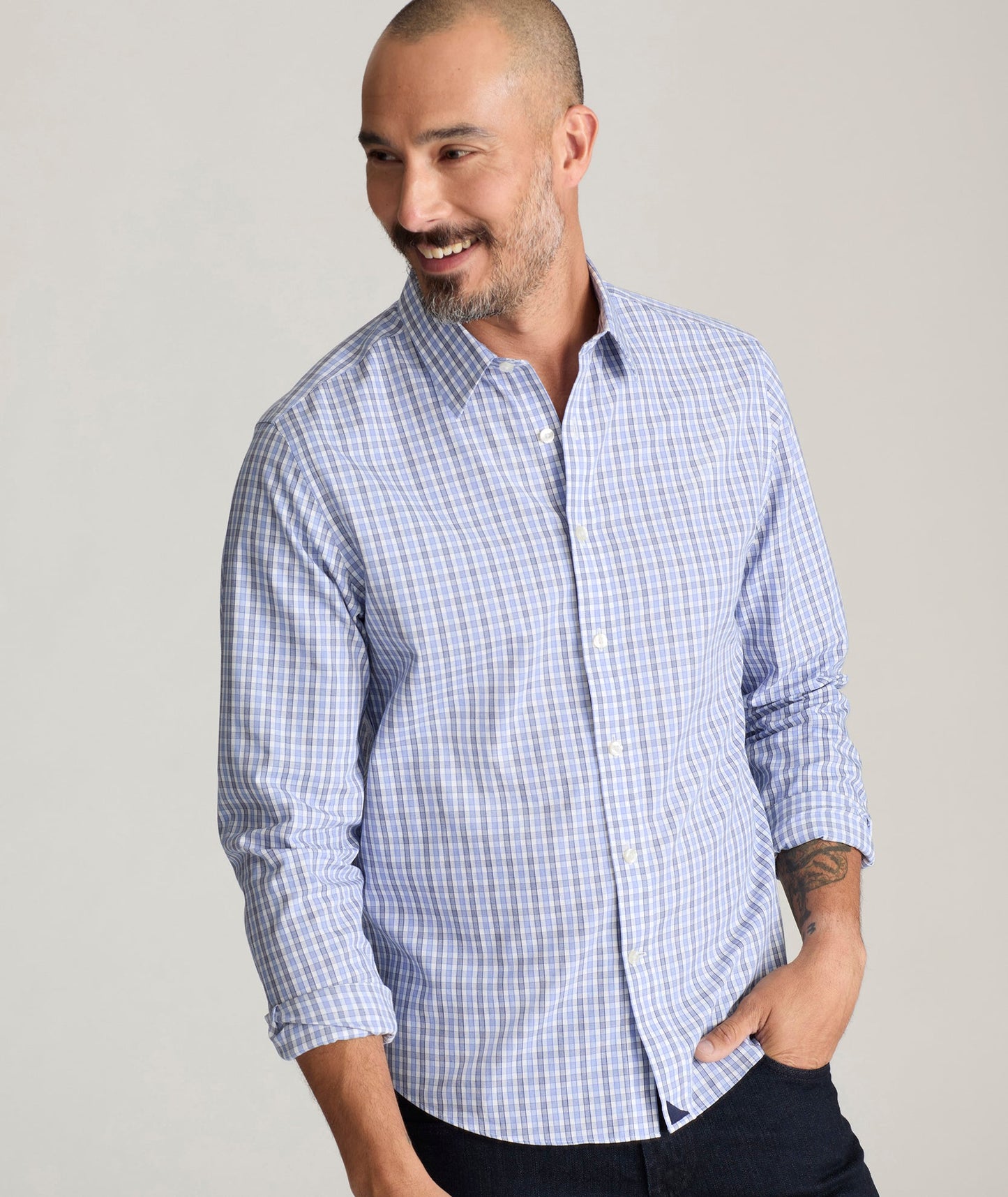 UNTUCKit Wrinkle-Free Durif Shirt Blue Navy & White Check