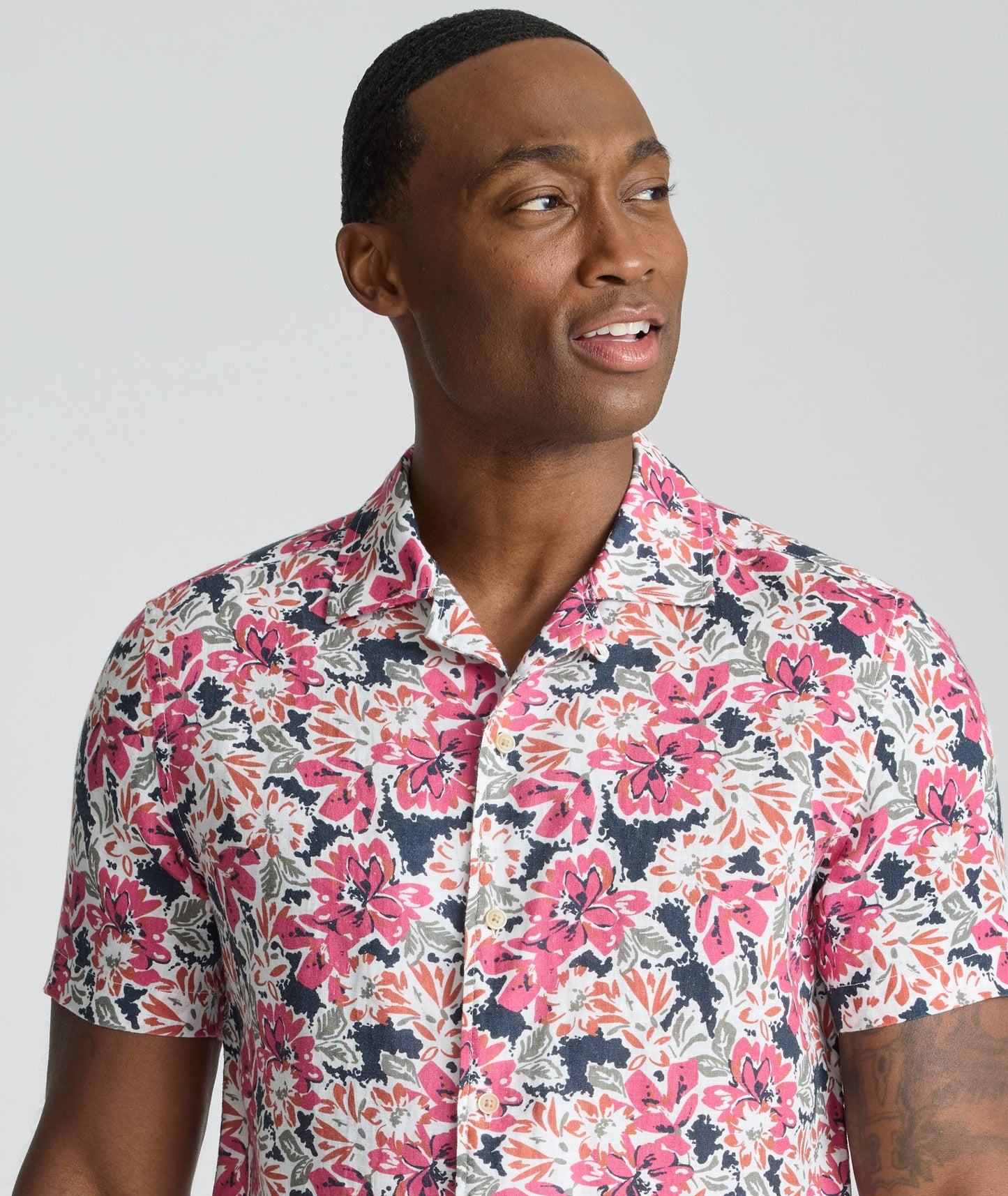 UNTUCKit Linen Short-Sleeve Crossman Shirt Pink