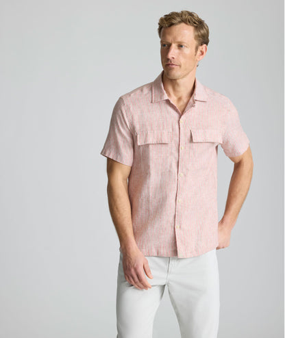 UNTUCKit Wrinkle-Resistant Linen Short-Sleeve Finnegan Shirt Tan