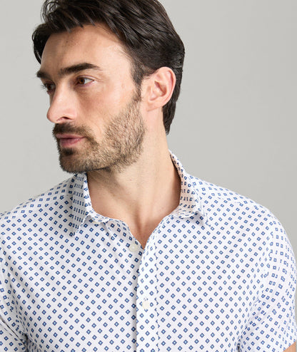 UNTUCKit Performance Short-Sleeve Tidwell Shirt Tidwell | Blue Medallion