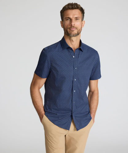 UNTUCKit Performance Short-Sleeve Vandelay Shirt Navy Medallion Print