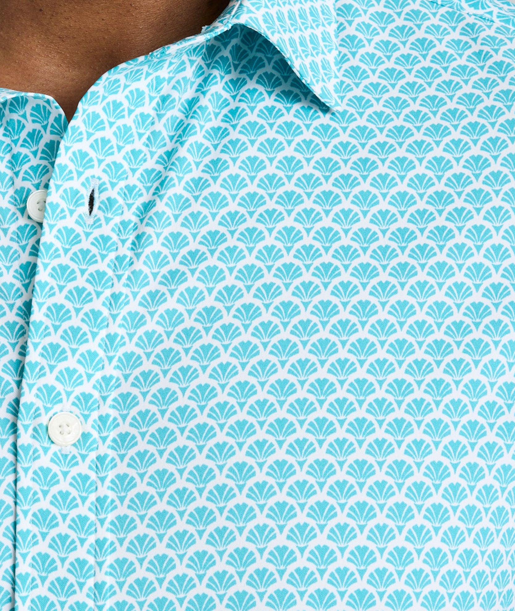 UNTUCKit Performance Short-Sleeve Abbott Shirt Teal Fan Print | Abbott