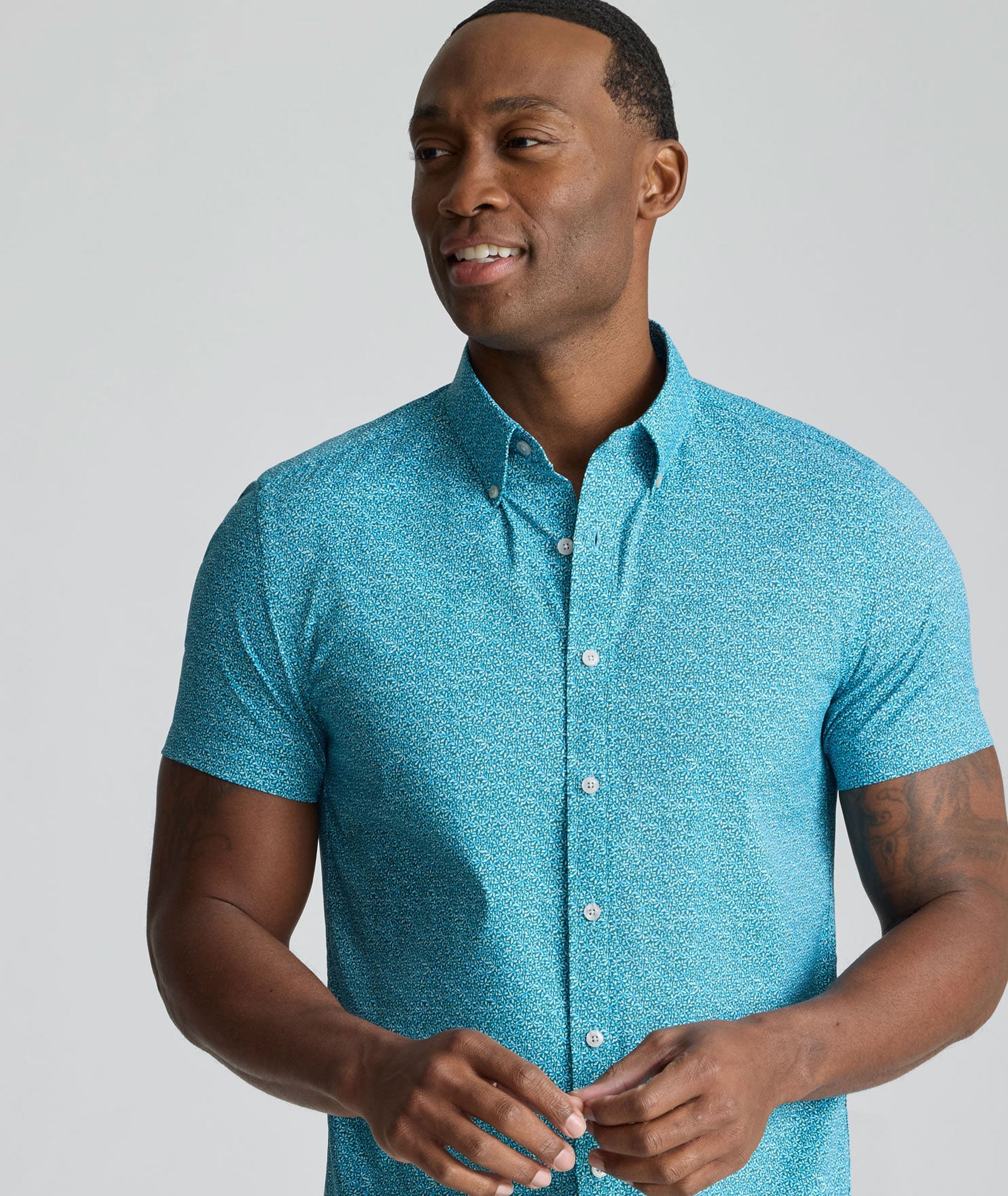 UNTUCKit Performance Short-Sleeve Halloway Shirt Teal