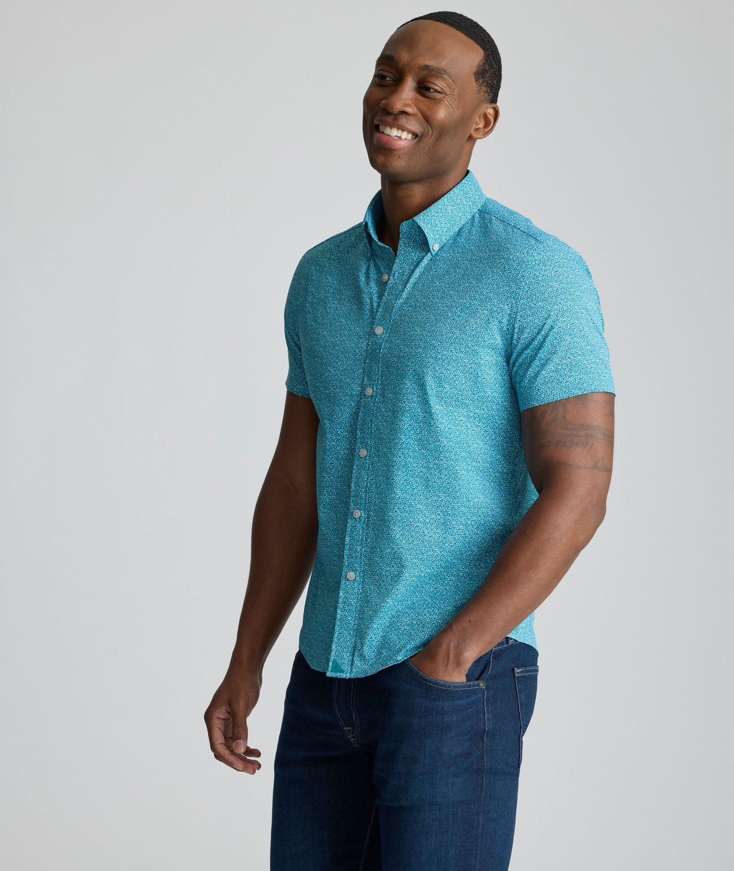 UNTUCKit Performance Short-Sleeve Halloway Shirt Teal