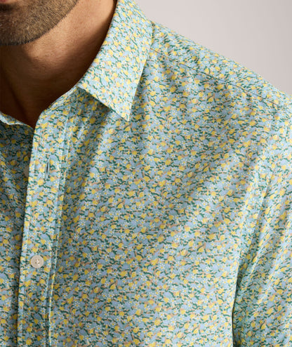 UNTUCKit Performance Short-Sleeve Yorke Shirt Yellow & Green Floral Print | Yorke