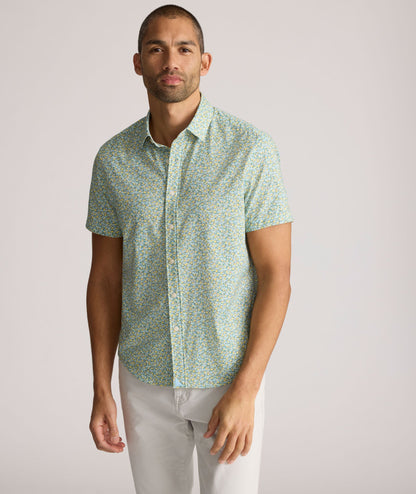UNTUCKit Performance Short-Sleeve Yorke Shirt Yellow & Green Floral Print | Yorke