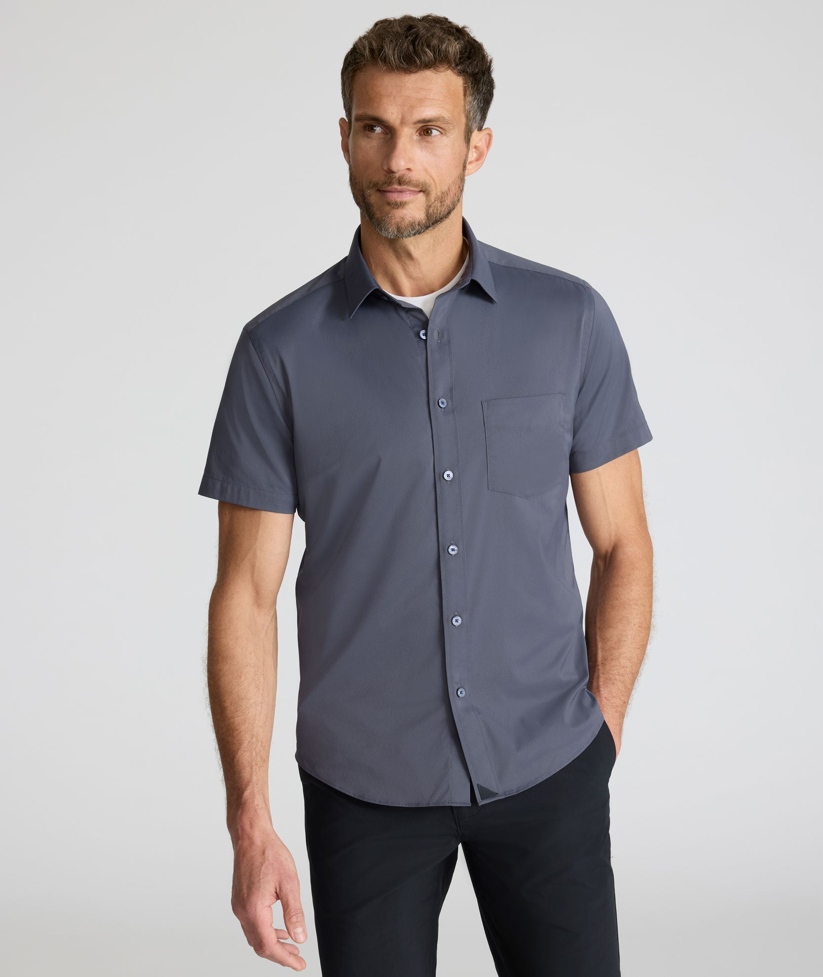 UNTUCKit Performance Short-Sleeve Gironde Shirt Charcoal