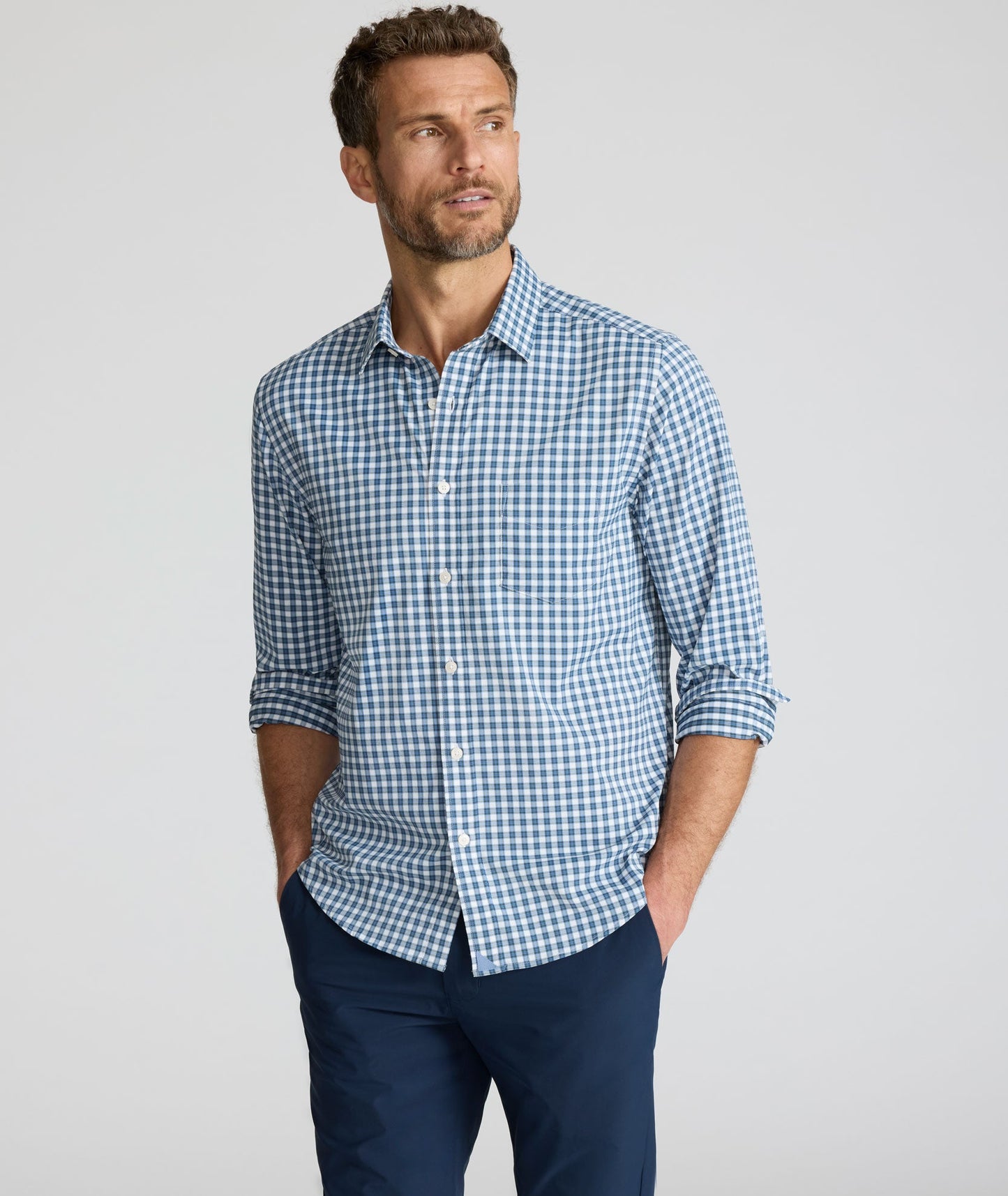 UNTUCKit Performance Renshaw Shirt Blue & Green Plaid