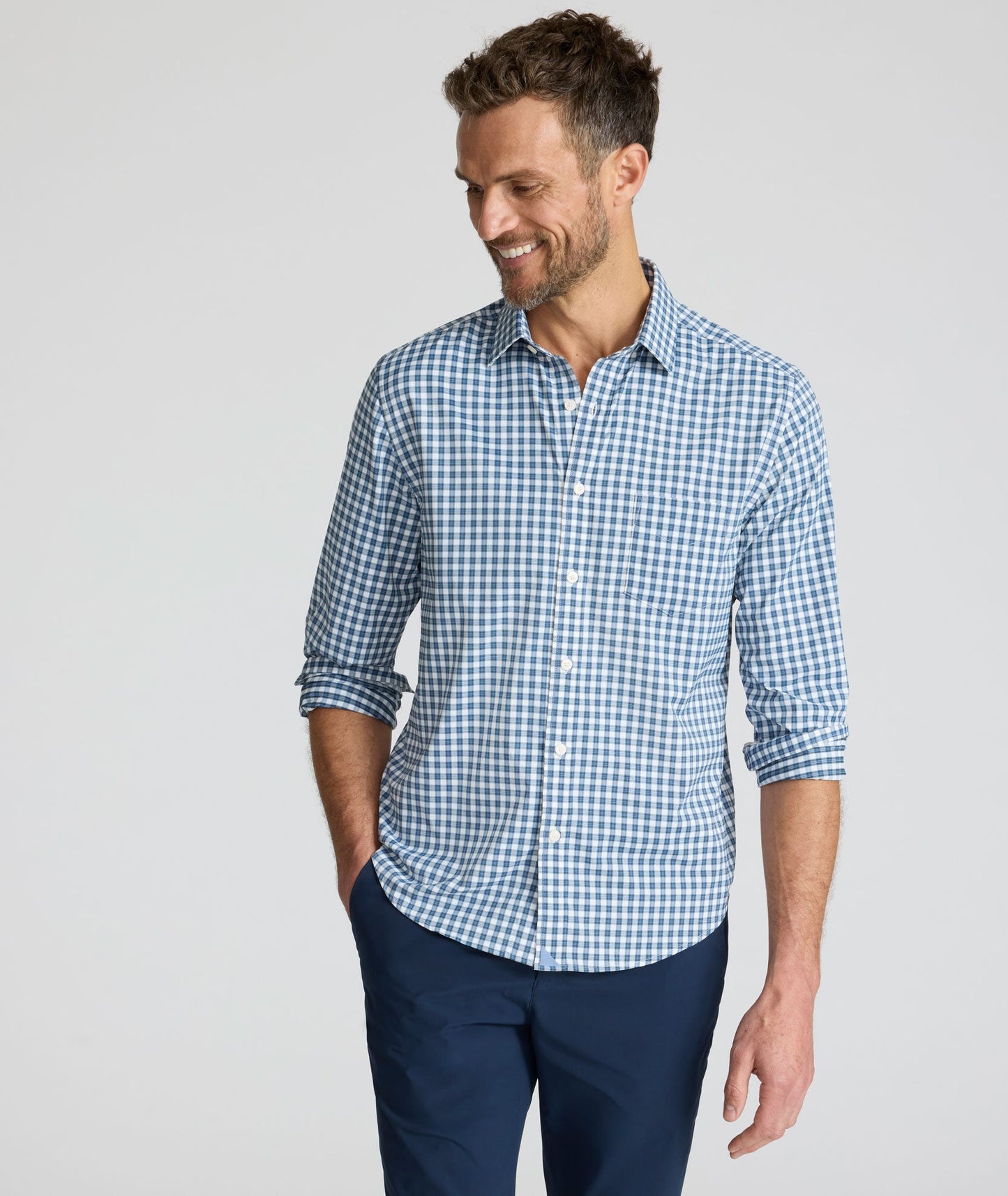 UNTUCKit Performance Renshaw Shirt Blue & Green Plaid