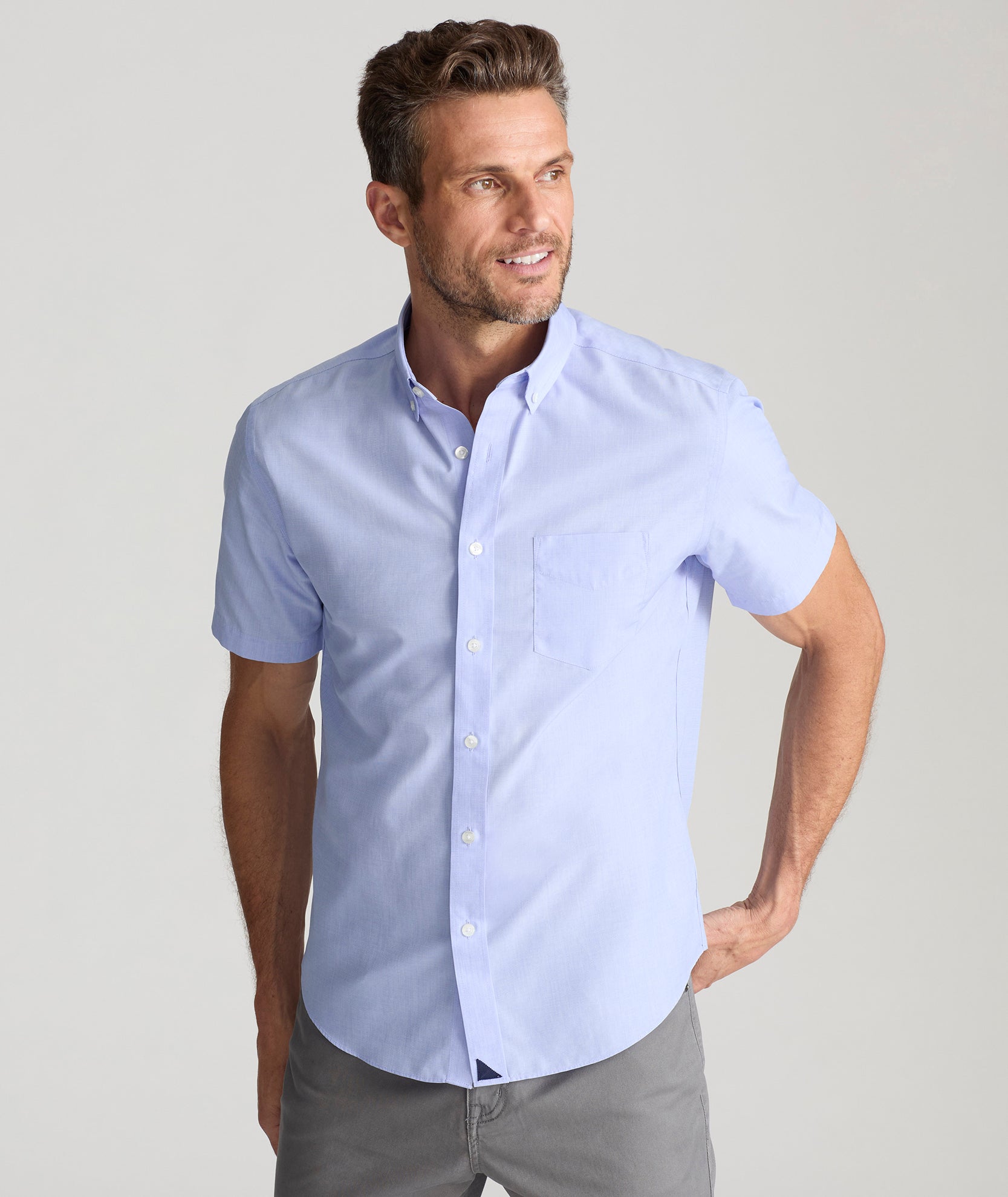 UNTUCKit Wrinkle-Free Short-Sleeve Hillstowe Shirt Light Blue
