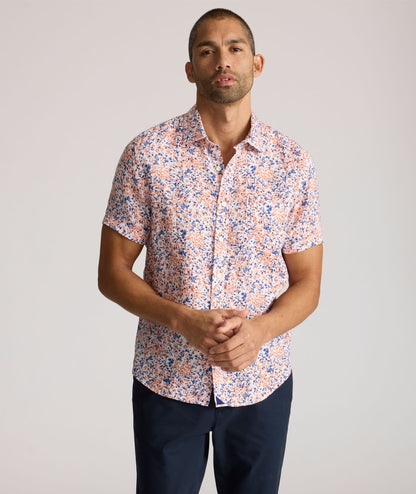 UNTUCKit Linen Short-Sleeve Ellsworth Shirt Orange & Blue Floral Print