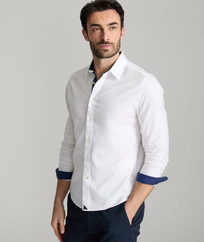 UNTUCKit Wrinkle-Free Las Cases Special Shirt White with Contrast Cuff