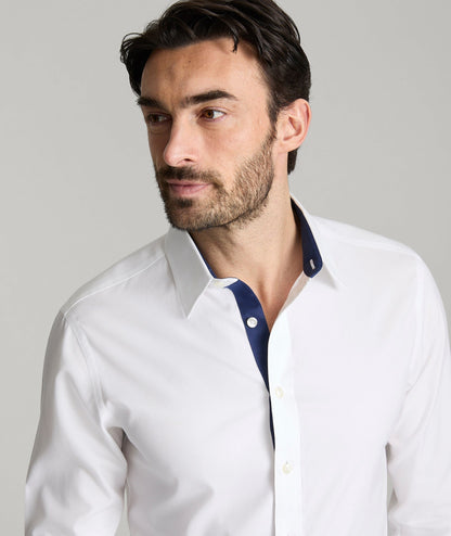 UNTUCKit Wrinkle-Free Las Cases Special Shirt White with Contrast Cuff