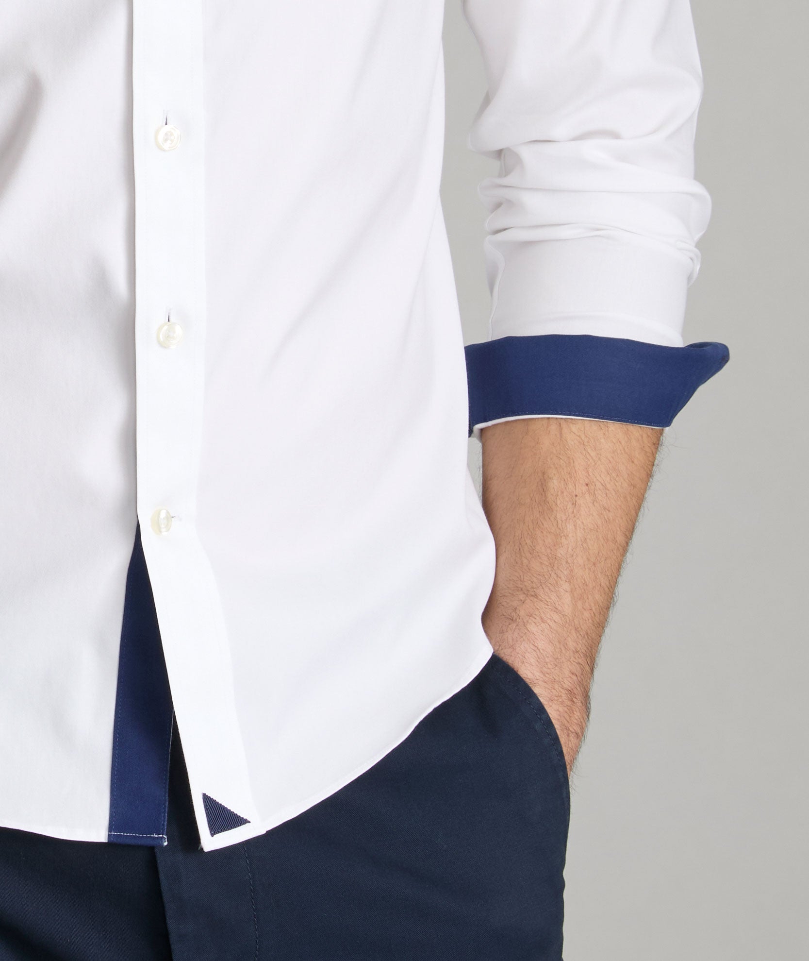 UNTUCKit Wrinkle-Free Las Cases Special Shirt White with Contrast Cuff