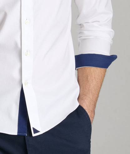 UNTUCKit Wrinkle-Free Las Cases Special Shirt White with Contrast Cuff