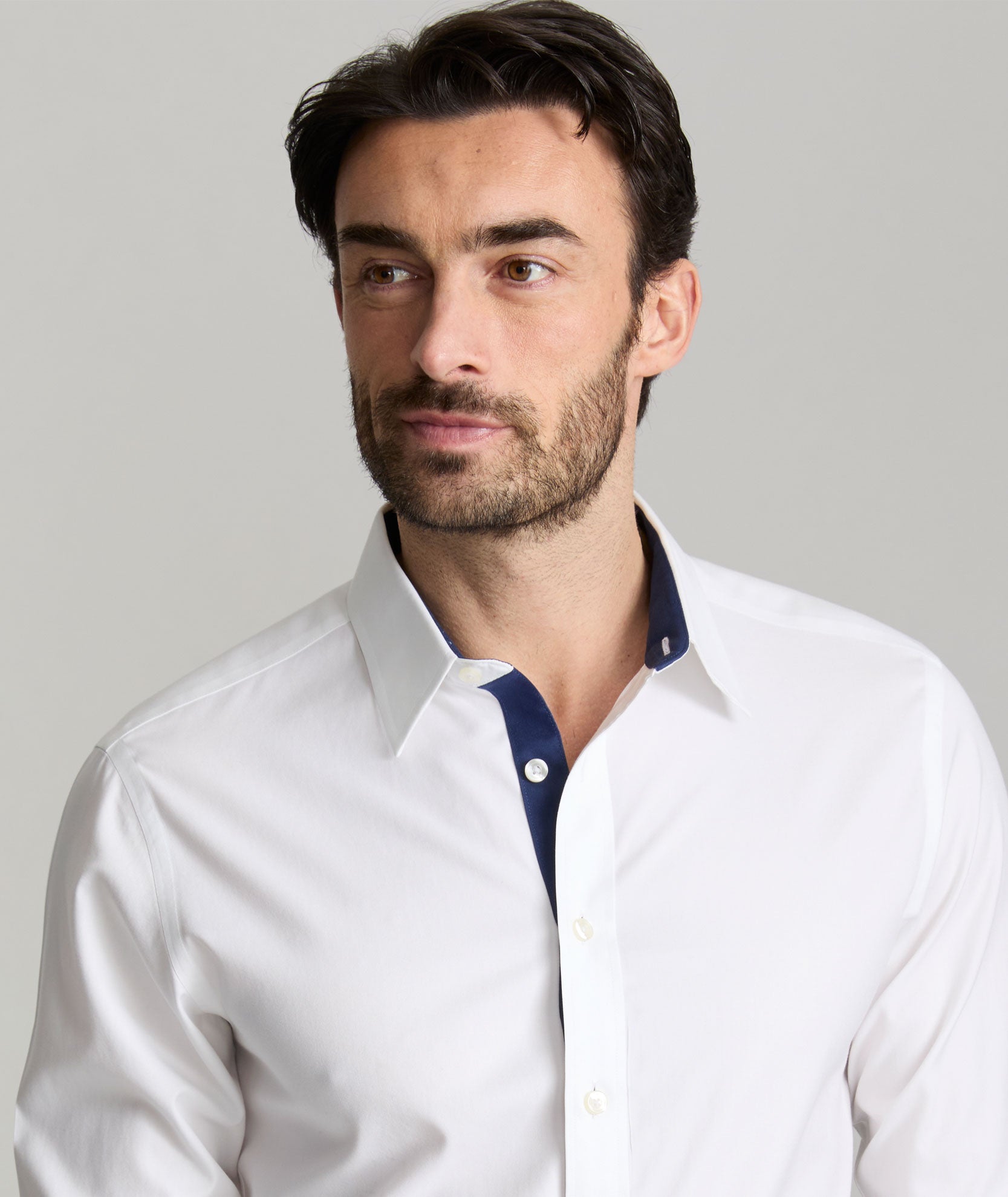 UNTUCKit Wrinkle-Free Las Cases Special Shirt White with Contrast Cuff