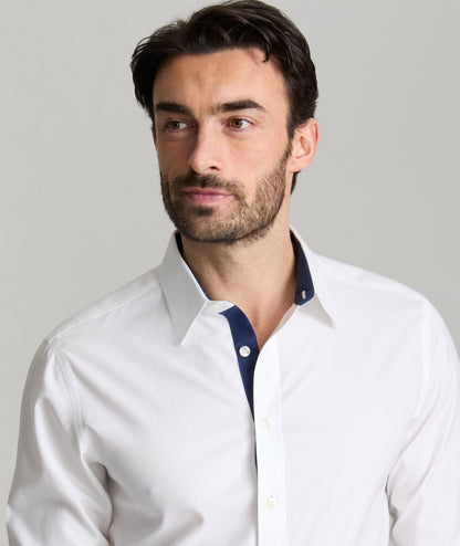 UNTUCKit Wrinkle-Free Las Cases Special Shirt White with Contrast Cuff