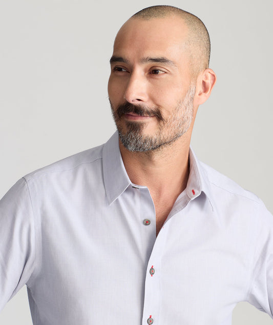 UNTUCKit Wrinkle-Free Rubican Shirt Gray with Red Stitching