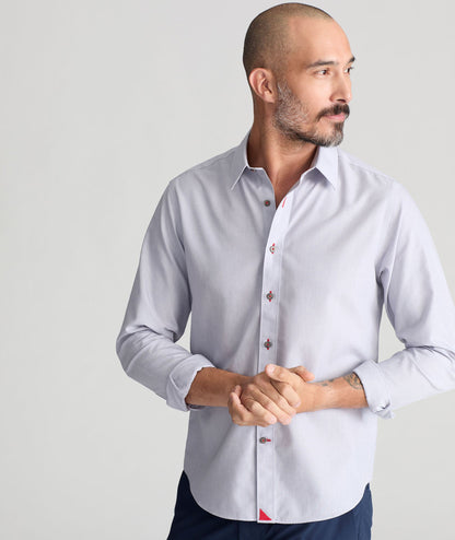 UNTUCKit Wrinkle-Free Rubican Shirt Gray with Red Stitching