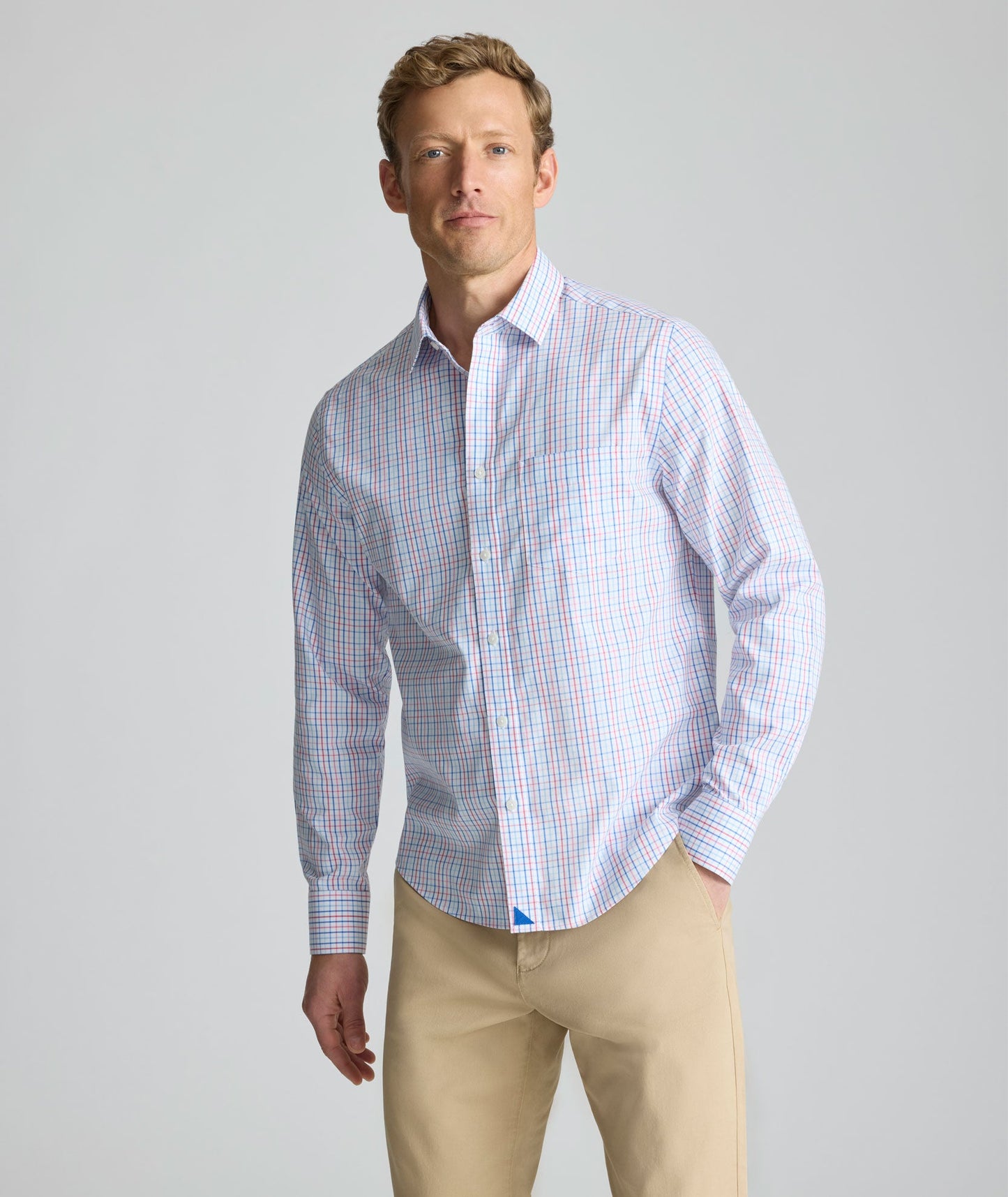 UNTUCKit Wrinkle-Free Dunsmore Shirt Pink & Blue Plaid