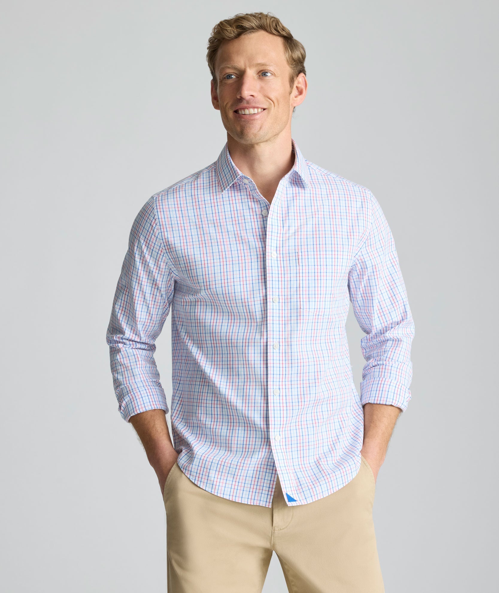 UNTUCKit Wrinkle-Free Dunsmore Shirt Pink & Blue Plaid
