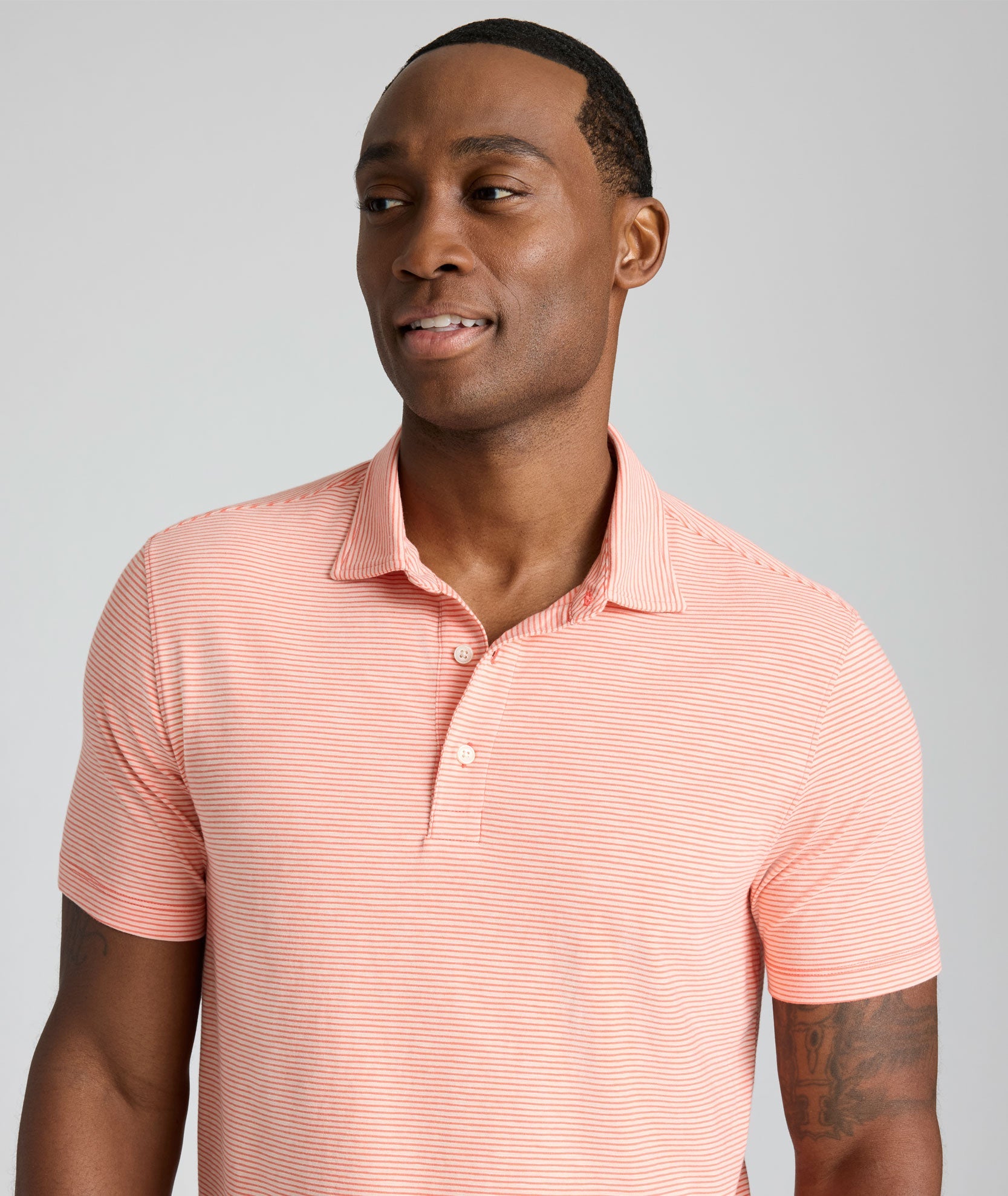 UNTUCKit Jersey Slub Polo Orange Stripe