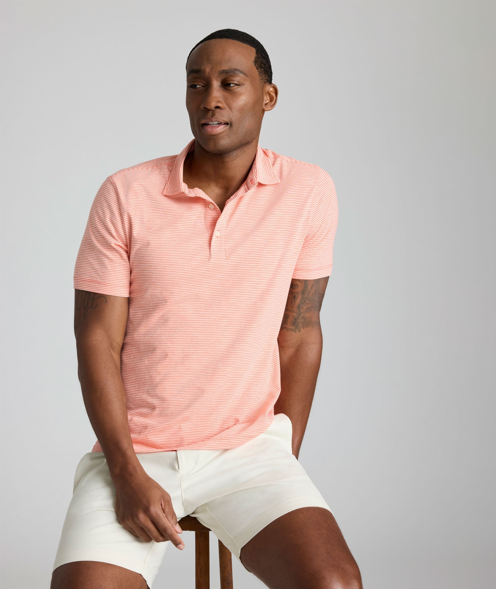 UNTUCKit Jersey Slub Polo Orange Stripe
