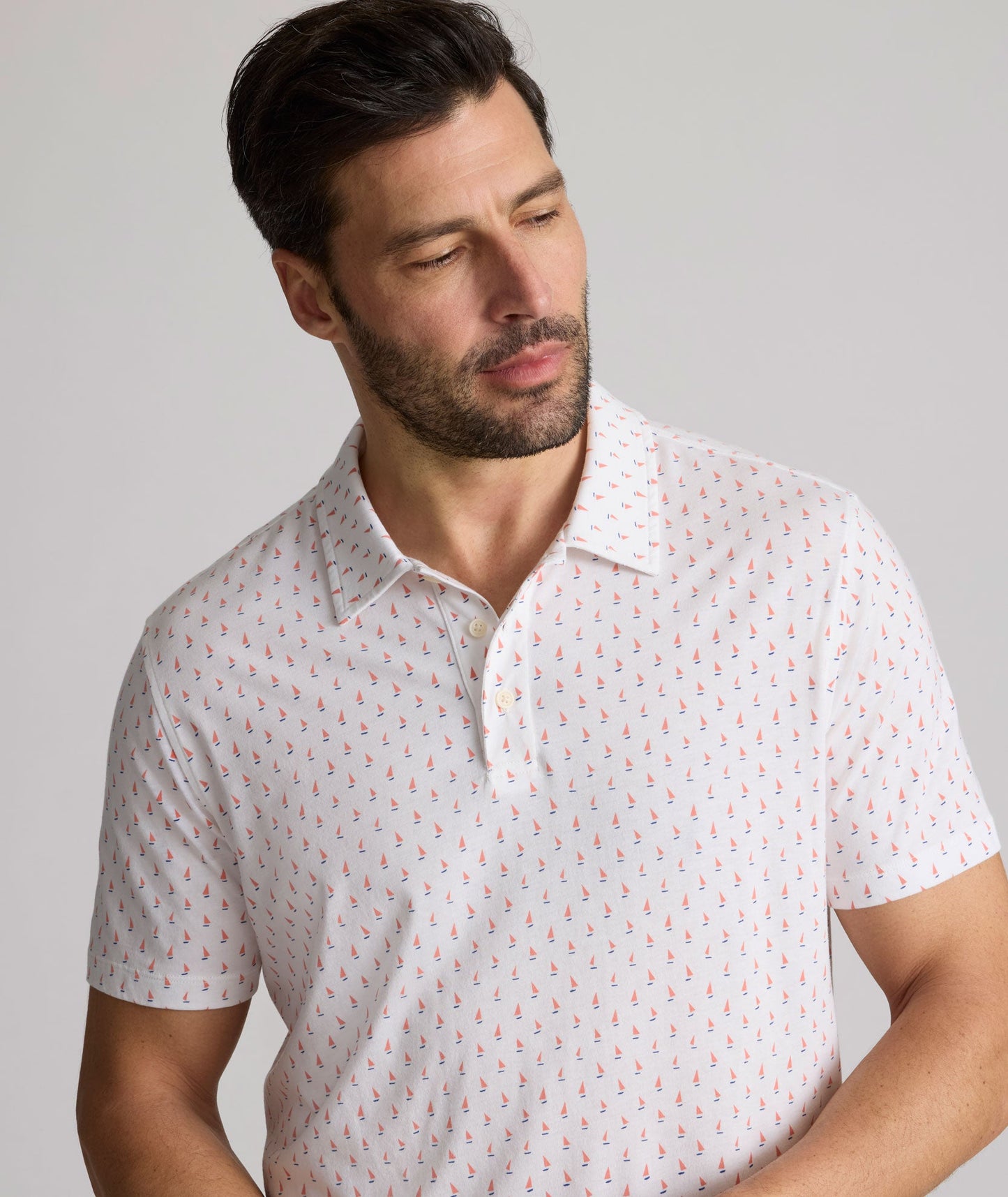 UNTUCKit Printed Jersey Performance Polo Sailboat Print