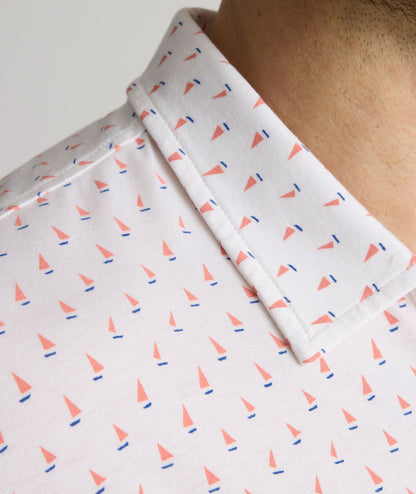 UNTUCKit Printed Jersey Performance Polo Sailboat Print