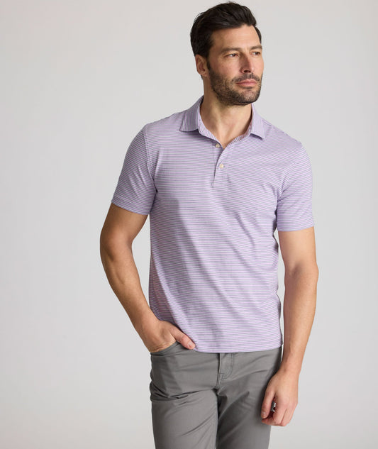 UNTUCKit Striped Jersey Performance Polo Purple Stripe